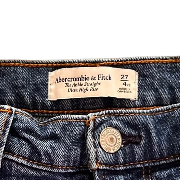 Abercrombie & Fitch 90s Ankle Straight High Rise 27/4 Distressed - Picture 2 of 6